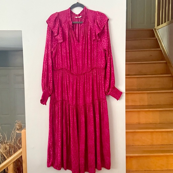 Monsoon Romantic Dreamy Fuchsia Long Sleeve Dress - Picture 2 of 6